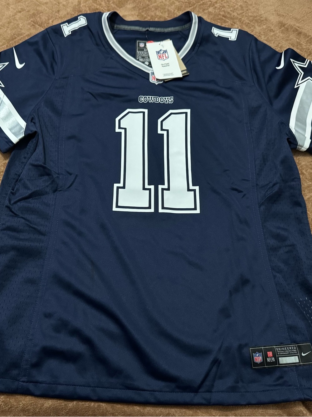 Nike Women’s Navy and White Cowboys #11 Football Jersey